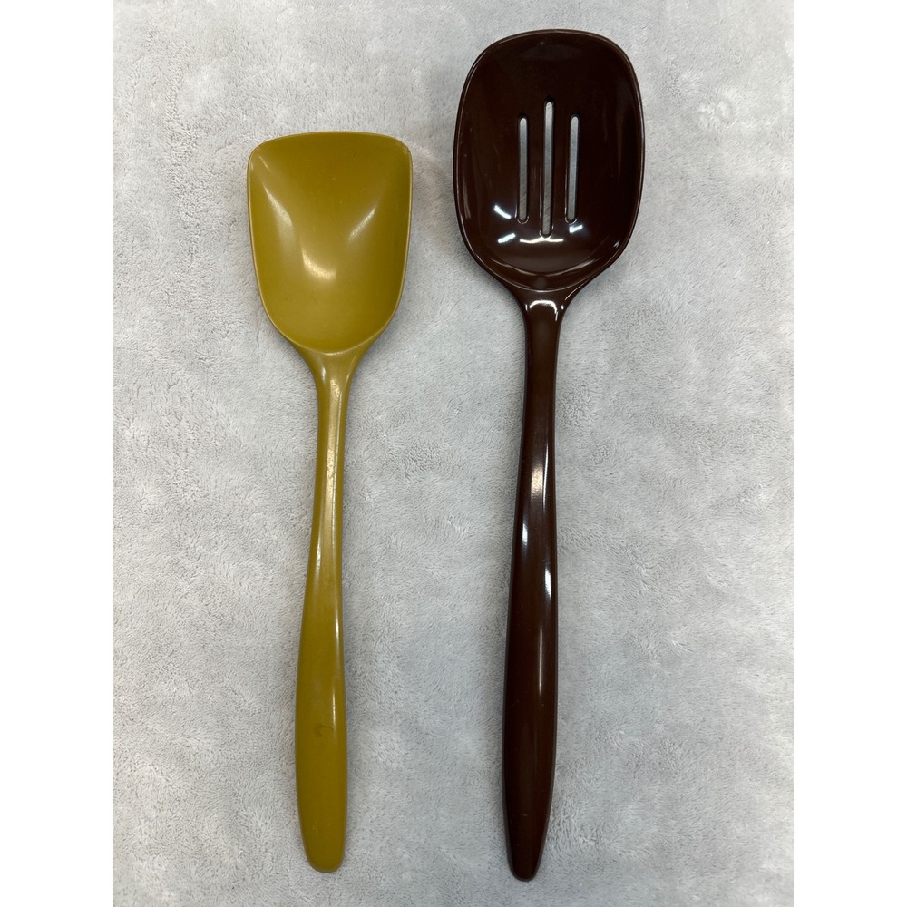 Rosti Mepal Kitchen Slotted Spoon Spatula 2pcs Yellow Brown Melamine MCM Denmark